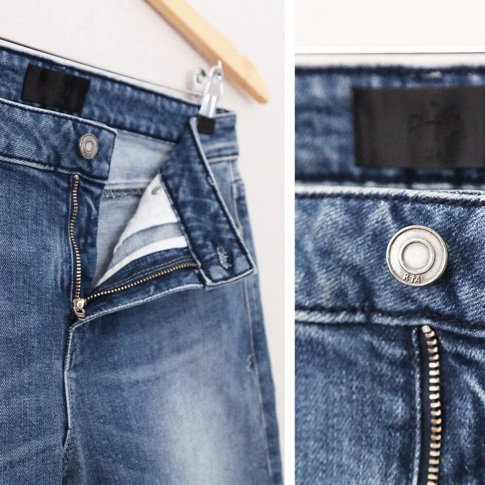 RtA Road To Awe Women's 28 Madrid Skinny Jeans Stretch Frayed Hem Blue Wash $315 - Picture 8 of 14